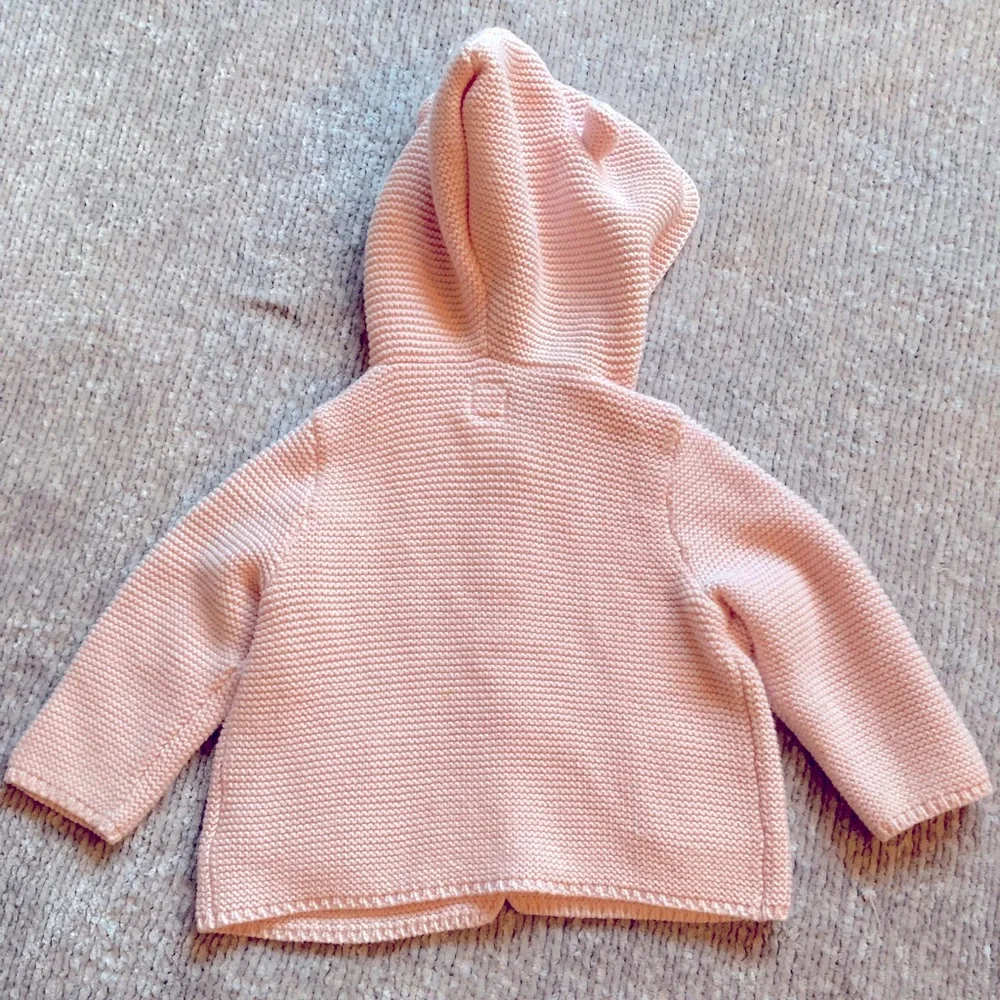 Baby‎ Gap pink knit hooded cardigan bear ears 6-12 months